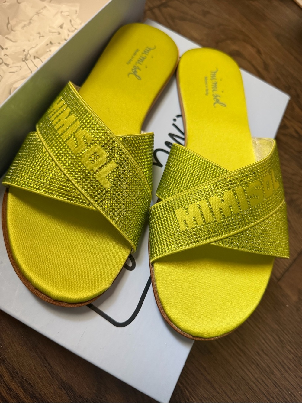 MIMISOL Lime Crystal Crossband Slide